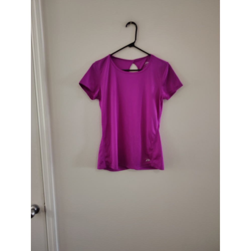 Pro Player  Magenta Purple Short Sleeve Activewear Workout Top Keyhole Back